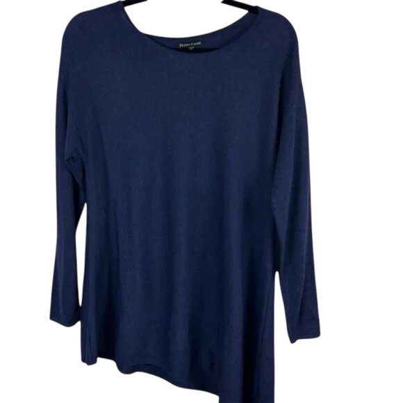 Eileen Fisher blue asymmetrical hem tunic top size M - Picture 1 of 5